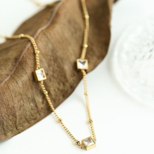 Square crystal necklace