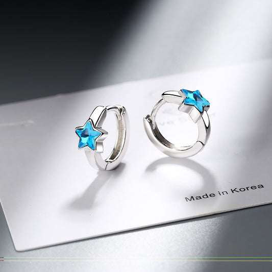 Blue star silver earring
